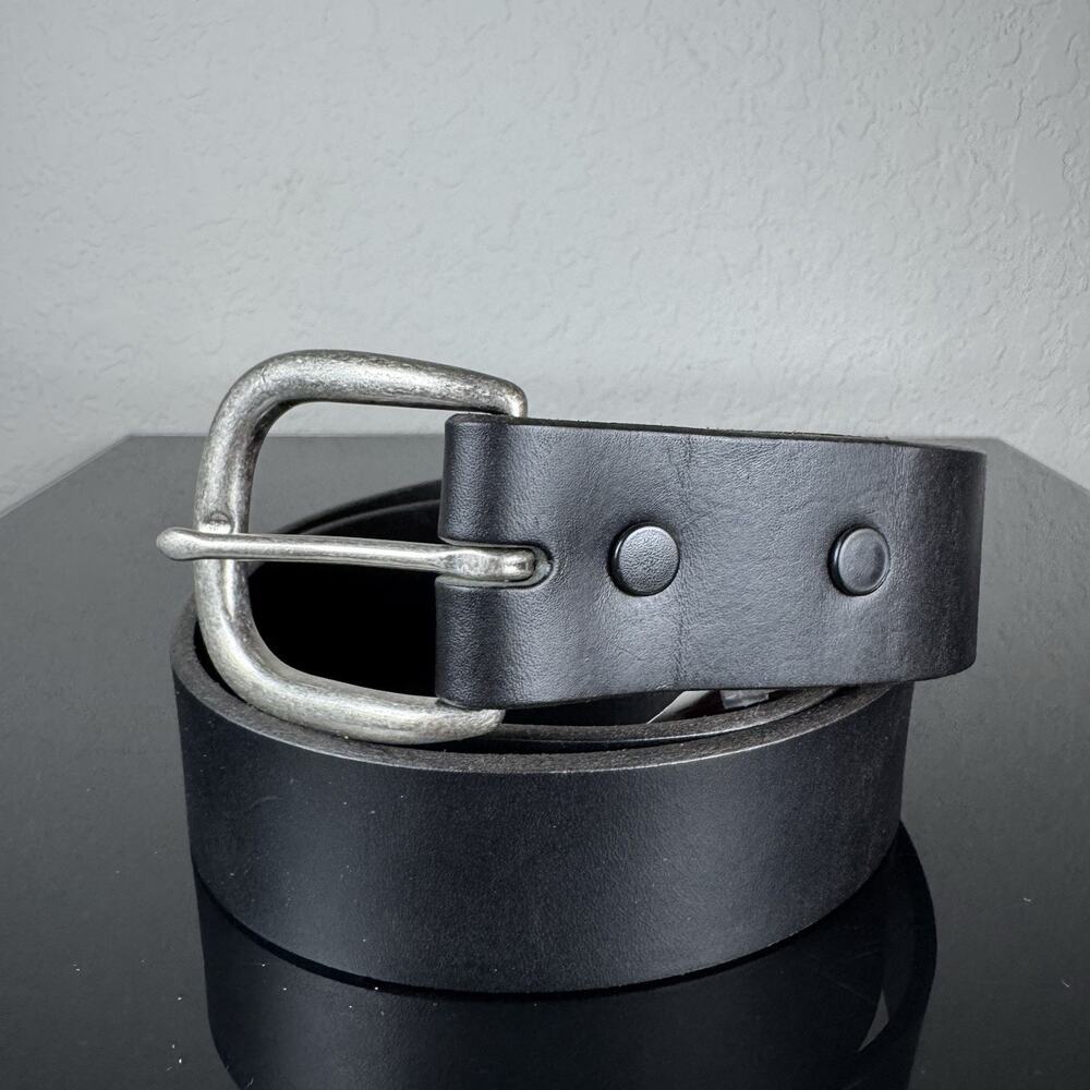 R.M. WILLIAMS Solid Black Leather Australian Cowhide Mens Luxury Belt - 34